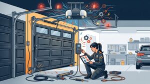 Процесс регулировки концевых выключателей автоматики секционных гаражных ворот в современном минималистичном стиле